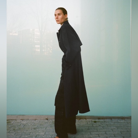 Zara ZW COLLECTION OVERSIZED WATER REPELLENT TRENCH COAT. Black. Size XS. NWT. - Picture 2 of 15
